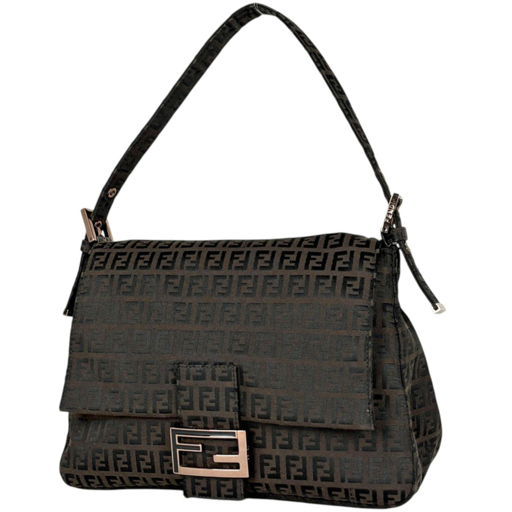 Fendi FENDI Shoulder Bag, Zucchino Pattern, Mamma Bucket, Canvas, Brown, 8BR0...
